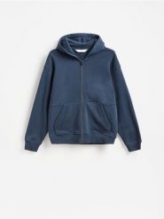 Bawełniana bluza z kapturem - granatowy. Niebieskie bluzy z kapturem męskie Reserved, l, z bawełny. Za 139.99 zł.