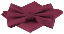 Mucha Męska z Poszetką w Zestawie - Alties - Bordowa. Czerwone krawaty i muchy męskie Alties, bez wzorów, eleganckie. Za 65.00 zł.