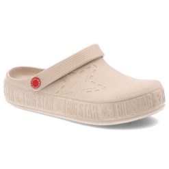 Beżowe Klapki Big Star Stylowe Obuwie Damskie. Brązowe klapki damskie Big Star, bez wzorów, bez obcasa. Za 72.99 zł.