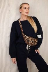 Komplet z wiskozy bluza + spodnie granatowy. Niebieskie bluzy bez kaptura damskie Kesi Włoski, l, z dresówki. Za 342.93 zł.
