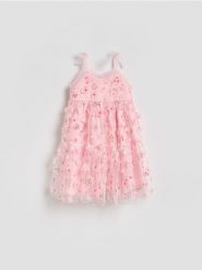 Tiulowa sukienka na ramiączkach - wielobarwny. Sukienki dziewczęce Reserved, bez wzorów, z dzianiny, bez ramiączek. Za 119.99 zł.