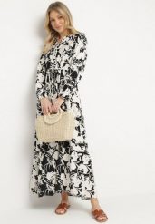 Czarna Rozkloszowana Sukienka z Wiskozy o Koszulowym Kroju w Kwiatowy Wzór Ridisiana. Czarne sukienki damskie Born2be, na co dzień, l, z aplikacjami, z wiskozy, eleganckie, bez kołnierzyka, bez ramiączek, maxi, koszulowe. W wyprzedaży za 103.99 zł.
