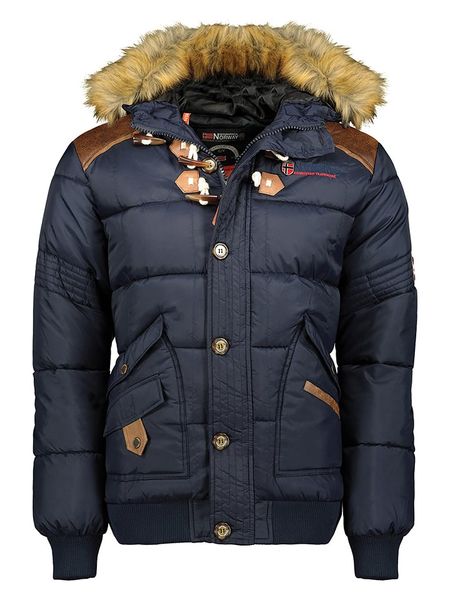 Geographical Norway Kurtka zimowa "Belphegore" w kolorze granatowym rozmiar: XXL. Niebieskie kurtki męskie Geographical Norway, na zimę, xxl, bez wzorów, ze skóry, bez kaptura. Za 274.10 zł.
