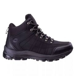 Buty Hi-tec Mengelo Mid M 92800453299 czarne. Czarne buty trekkingowe męskie z gumy, bez zapięcia. Za 284.10 zł.