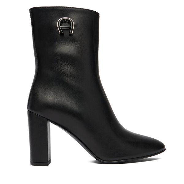 Botki Aigner. Czarne botki damskie Aigner, bez obcasa, na słupku, bez zapięcia. Za 2,339.00 zł.