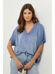 Lin Passion Tunika w kolorze niebieskim rozmiar: 36/38. Niebieskie tuniki damskie Lin Passion, bez wzorów, klasyczne, bez kołnierzyka, bez ramiączek. Za 113.99 zł.