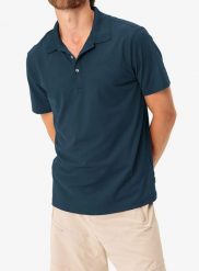 Koszulka polo męska Vaude Essential Polo Shirt. Niebieskie koszulki polo męskie Vaude, na lato, l, bez wzorów, z materiału, bez ramiączek. Za 273.60 zł.
