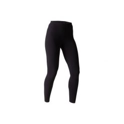 Legginsy slim Gym & Pilates 100 Stretch damskie. Czarne legginsy damskie DOMYOS, l, bez wzorów, z bawełny, na fitness i siłownię. Za 19.99 zł.