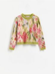 Sweter z domieszką wełny - zielony. Zielone swetry klasyczne damskie Reserved, l, z dzianiny, bez kołnierzyka. Za 159.99 zł.