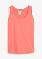 Tank top z dodatkiem jedwabiu. Czerwone topy damskie bonprix, bez wzorów, bez kołnierzyka. Za 54.99 zł.