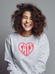 WOOOP Bluza "Heart Cats" w kolorze jasnoszarym rozmiar: XL. Szare bluzy bez kaptura damskie Wooop, xl, z bawełny. Za 87.81 zł.