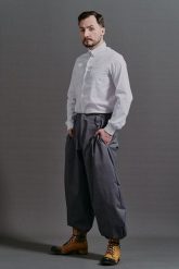 Spodnie Cwaniaki Szare Męskie. Szare spodnie materiałowe męskie Hultaj Polski, bez wzorów, z bawełny, eleganckie, z podwyższonym stanem. Za 489.00 zł.