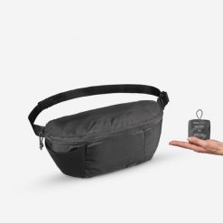 Torba biodrówka trekkingowa TRAVEL 2 L. Czarne torebki klasyczne damskie FORCLAZ, bez wzorów, z materiału, duże, bez dodatków. Za 19.99 zł.