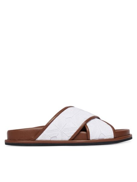 Max Mara Beachwear Klapki Peonie 2616521019650 Biały. Białe klapki damskie Max Mara Beachwear, bez wzorów, z materiału, bez obcasa. Za 974.99 zł.
