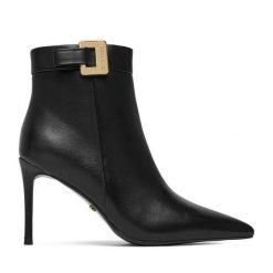 Botki GINO ROSSI. Czarne botki damskie Gino Rossi, bez obcasa, na szpilce, bez zapięcia. Za 339.99 zł.