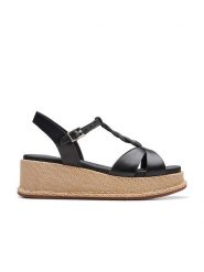 Clarks Skórzane sandały "Kimmei" w kolorze czarnym na obcasie rozmiar: 39. Czarne sandały damskie Clarks, bez wzorów, bez obcasa, na koturnie. Za 145.26 zł.