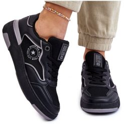 Damskie Sportowe Buty Big Star LL274443 Czarno-Szare czarne. Czarne buty sportowe na co dzień damskie bez wzorów, z gumy, trekkingowe. Za 244.76 zł.