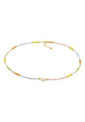 Elli Damski choker Szklane koraliki z perłą hodowlana słodkowodną w pozłacanym srebrze 925 Sterling Silver Naszyjniki 1 ct. Szare naszyjniki damskie Elli, pozłacane. Za 298.99 zł.
