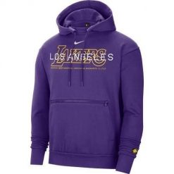 Bluza sportowa męska Nike Lakers Courtside. Fioletowe bluzy sportowe męskie Nike, z aplikacjami, z dzianiny, sportowe, bez kołnierzyka, bez ramiączek. Za 452.00 zł.