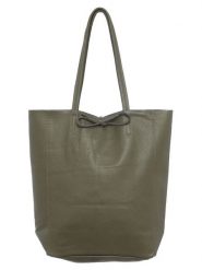 Zwillingsherz Skórzany shopper bag w kolorze oliwkowym - 40 x 45 cm rozmiar: onesize. Brązowe shopper bag damskie Zwillingsherz, bez wzorów, z materiału, na ramię, bez dodatków. Za 219.60 zł.