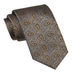 Elegancki Krawat Męski - Alties - Kolor Złoty, Paisley. Żółte krawaty i muchy męskie Alties, bez wzorów, z tkaniny, eleganckie. Za 49.00 zł.