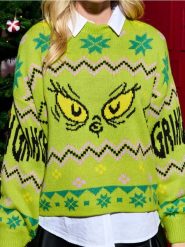 Sweter Grinch - wielobarwny. Swetry klasyczne damskie Sinsay, l, bez kołnierzyka. Za 59.99 zł.