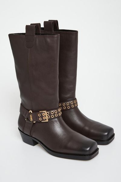 Kozaki damskie skórzane biker LIU JO. Kozaki damskie Liu Jo, bez obcasa. W wyprzedaży za 759.85 zł.