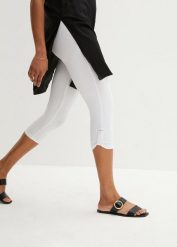 Legginsy rybaczki z bawełny organicznej. Białe legginsy damskie bonprix, bez wzorów, z bawełny. Za 62.99 zł.