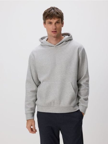 Bluza kangurka z kapturem - ciemnoszary. Szare bluzy z kapturem męskie Reserved, l, z dzianiny. W wyprzedaży za 65.99 zł.