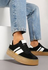 Czarne Sneakersy Kultowe Tenisówki z Ozdobnymi Paskami Vandell. Czarne trampki i tenisówki damskie Renee, bez wzorów, z jeansu. Za 109.99 zł.