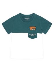 Guess T-Shirt N5YI1 1K8HM4 Zielony Regular Fit. Zielone t-shirty chłopięce Guess, z aplikacjami, z bawełny, bez ramiączek. Za 59.99 zł.