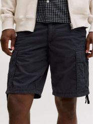 Jack & Jones Szorty materiałowe Cole Frank 12291369 Czarny Regular Fit. Czarne szorty męskie Jack & Jones, z bawełny, bez kołnierzyka. Za 159.99 zł.