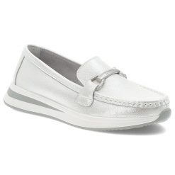 Srebrne Mokasyny S.Barski Eleganckie Wsuwane Obuwie Damskie. Szare mokasyny damskie S.BARSKI, z materiału. Za 179.00 zł.