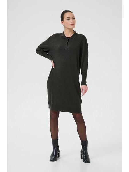 Kaffe Sukienka dzianinowa w kolorze khaki rozmiar: M. Brązowe sukienki damskie Kaffe, na co dzień, m, bez wzorów, z dzianiny, bez kołnierzyka, bez ramiączek, midi, proste. Za 152.98 zł.