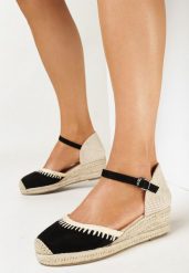 Czarne Sandały na Plecionej Koturnie Septi. Czarne sandały damskie Born2be, bez wzorów, bez obcasa, na koturnie. Za 59.99 zł.