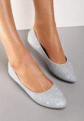 Srebrne Balerinki Sophope. Szare baleriny damskie Renee, bez wzorów, bez obcasa, na płaskiej podeszwie. Za 69.99 zł.