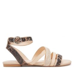 Sandały Bronx. Brązowe sandały damskie Bronx, bez wzorów, bez obcasa, na płaskiej podeszwie. Za 259.99 zł.