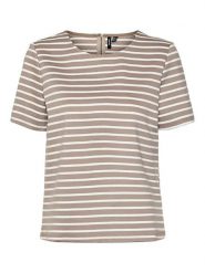 Vero Moda Koszulka w kolorze jasnobrązowo-białym rozmiar: S. Białe bluzki damskie Vero Moda, s, bez wzorów, bez kołnierzyka. Za 48.39 zł.