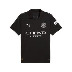 Zewnętrzna koszulka Manchester City 2025/26. Czarne t-shirty sportowe męskie Puma, bez ramiączek, do piłki nożnej. Za 421.60 zł.
