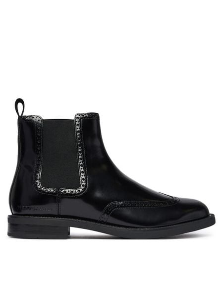 Tommy Hilfiger Sztyblety Lth Abrasivato Brogue Chelsea FM0FM06079 Czarny. Czarne sztyblety męskie Tommy Hilfiger, ze skóry, bez zapięcia. Za 749.99 zł.