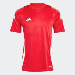 Koszulka treningowa piłkarska ADIDAS Tiro 24. Bluzki damskie Adidas, l, bez wzorów, prążkowane, bez kołnierzyka. Za 79.99 zł.