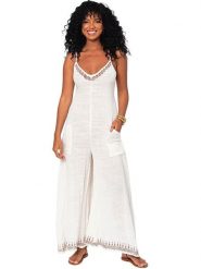 Aller Simplement Kombinezon w kolorze białym rozmiar: 38/40. Białe kombinezony damskie Aller Simplement, bez wzorów, z bawełny, bez kołnierzyka, bez ramiączek. Za 163.26 zł.