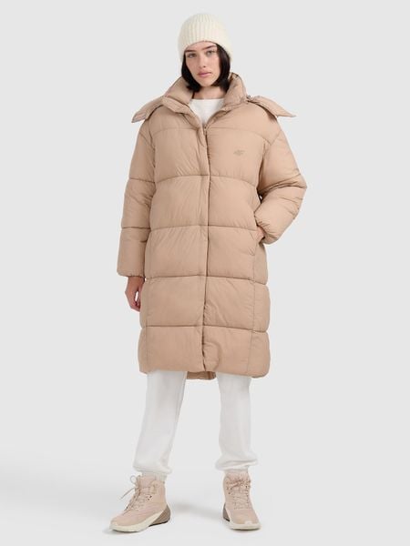 4F Płaszcz puchowy z wypełnieniem syntetycznym damski - beżowy L. Brązowe płaszcze damskie 4f, na zimę, l, bez wzorów, z puchu. W wyprzedaży za 299.99 zł.