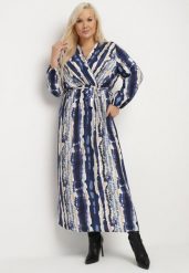 Niebieska Kopertowa Sukienka z Wiskozą i Paskiem w Talii Noranea. Niebieskie sukienki damskie Born2be, na co dzień, na wiosnę, xl, bez wzorów, z wiskozy, eleganckie, bez kołnierzyka, bez ramiączek, maxi, kopertowe. W wyprzedaży za 103.99 zł.