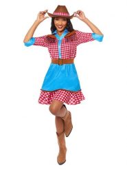 Amscan 2-częściowy kostium "Cowgirl Wilder Westen" w kolorze czerwono-niebieskim rozmiar: L. Czerwone stroje jednoczęściowe damskie AMSCAN, l, bez wzorów. Za 121.99 zł.