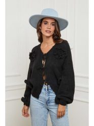 L'armoire de Suzette Kardigan w kolorze czarnym rozmiar: 38/40. Czarne kardigany damskie L'armoire de Suzette, l, z aplikacjami, ze splotem. Za 156.61 zł.