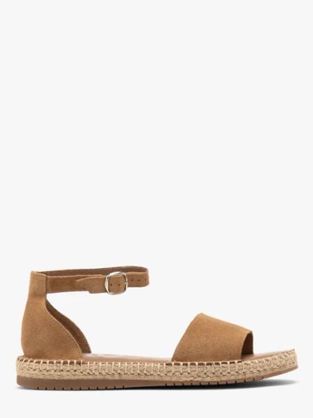 Rude płaskie sandały z weluru. Brązowe sandały damskie Ryłko, bez wzorów, z gumy, bez obcasa, na płaskiej podeszwie. Za 329.99 zł.