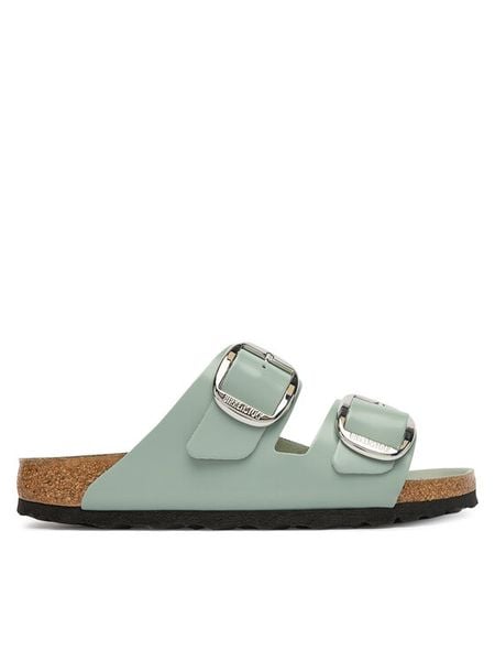 Birkenstock Klapki Arizona Big Buckle Hex 1031882 Zielony. Zielone klapki damskie Birkenstock, bez wzorów, ze skóry, bez obcasa. Za 539.99 zł.