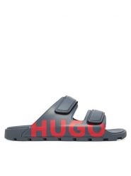 HUGO Klapki Evander 50542042 Szary. Szare klapki i japonki męskie Hugo, ze skóry. Za 269.99 zł.
