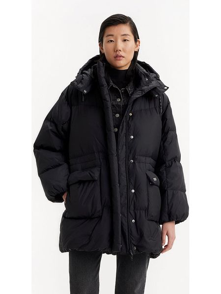 Levi's Kurtka zimowa w kolorze czarnym rozmiar: M. Czarne kurtki damskie Levi's, na zimę, m, bez wzorów, z puchu, bez kaptura. Za 633.92 zł.